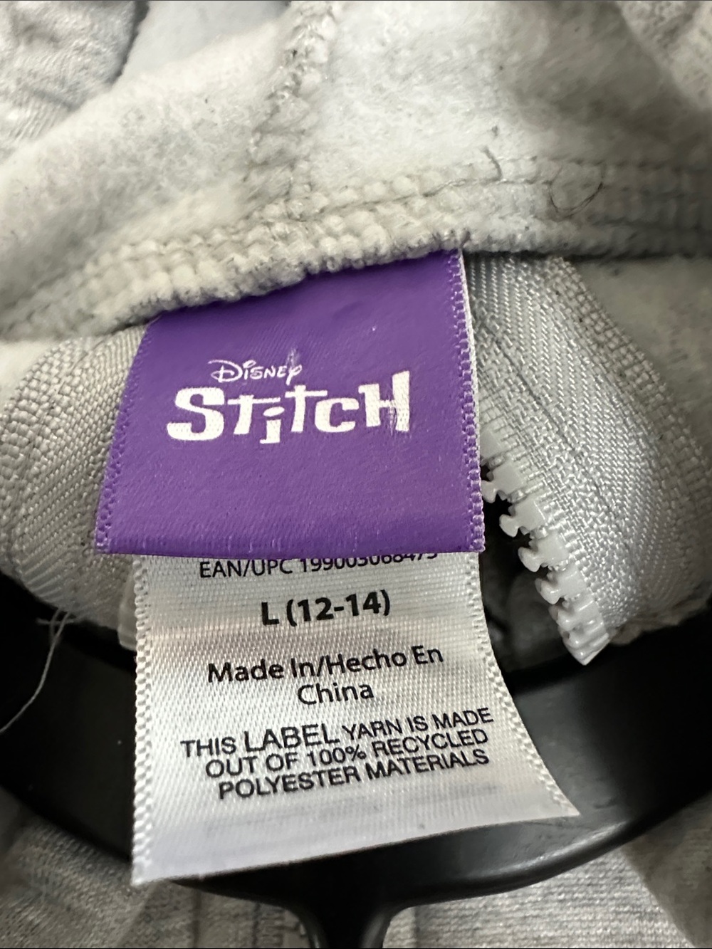 Disney Lilo & Stitch "Surf's Up Hawaii" Full Zip Graphic Hoodie Gray Large 12-14 - Picture 16 of 16